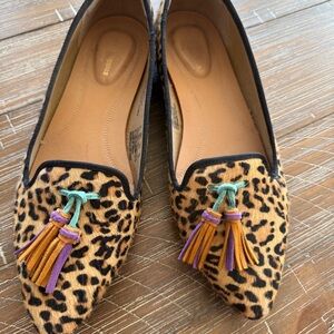 Hush Puppies Leopard Print Flats with Colorful Tassels